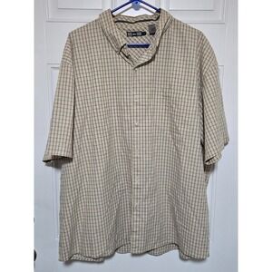REI Long Sleeve‎ Shirt Mens Size XXL Plaid Red Beige White Button Down